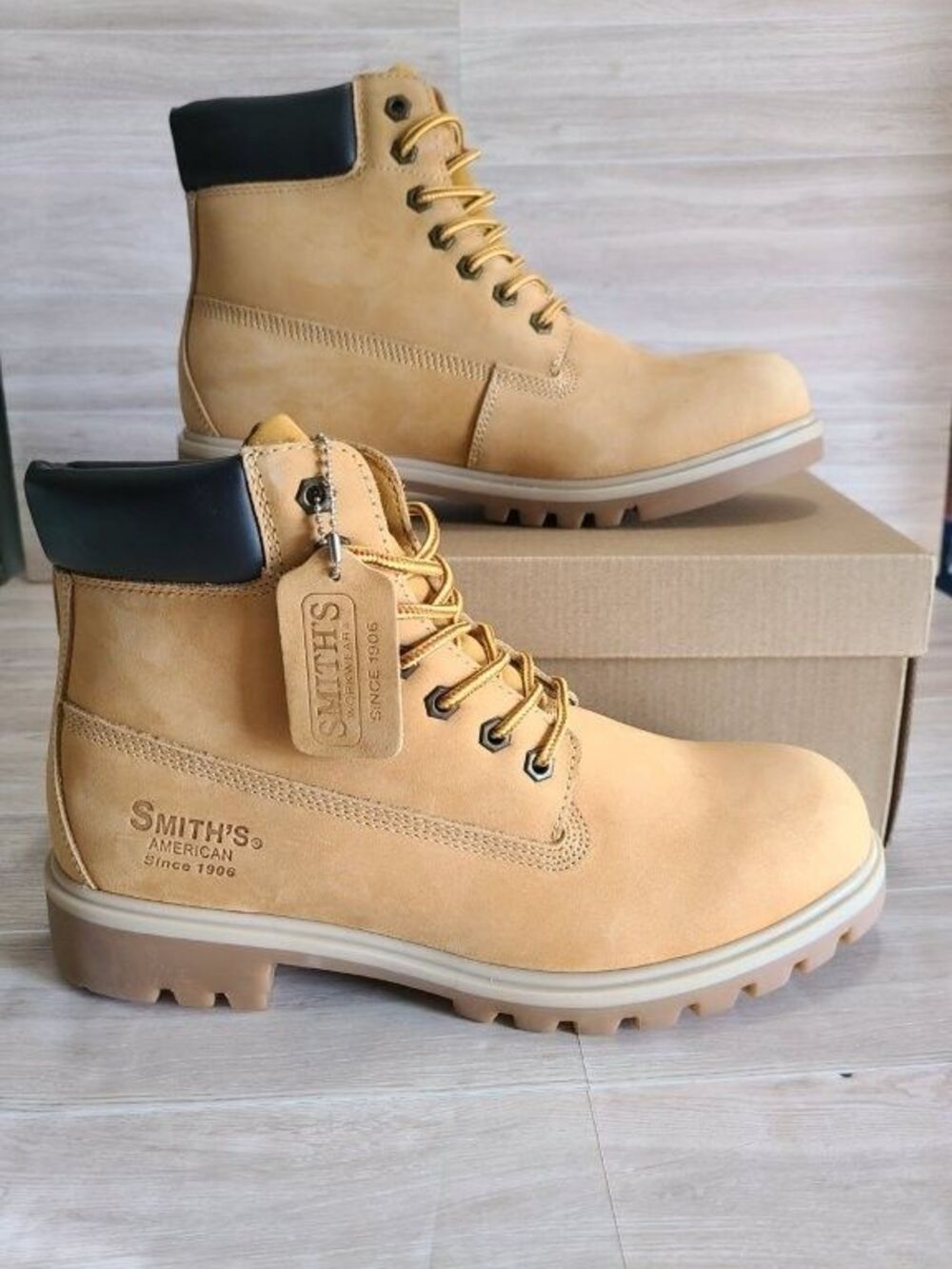 Smith's Workwear Mens 11 Wheat Leather Boots 6" Lug Sole Work Boot New in Box